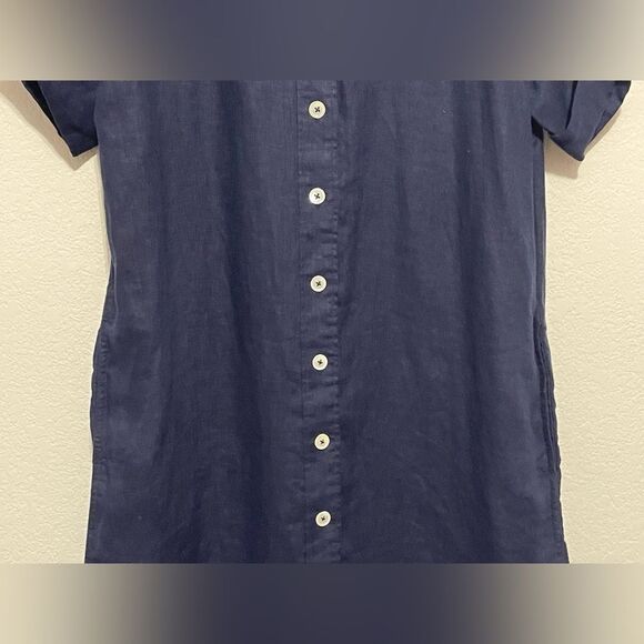 J. Crew NWT Capitaine Shirtdress in Navy Linen Size XS - Belt Not Included - Picture 5 of 11